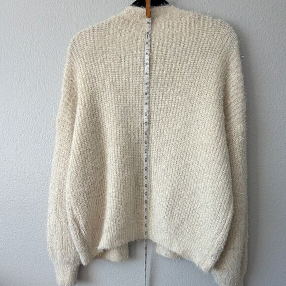 POL Ivory Knit Open Front Cardigan Sweater Ribbed Lightweight Polyester M - Picture 6 of 6